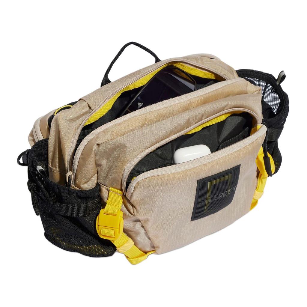 adidas Recycled Polyamide Fanny Pack Unisex Gray Brown & Yellow Adidas HY4340