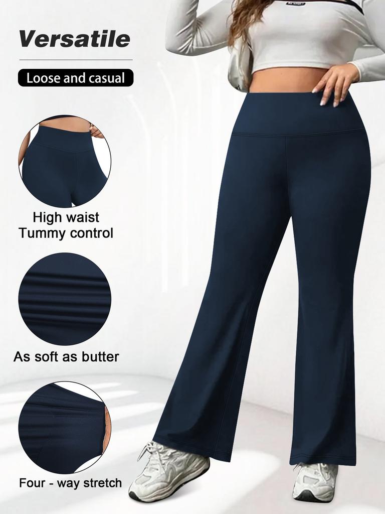 1XL-5XL Plus-Size Yoga Pants with Slightly Flared High-Waisted Slim-Fit Spring/Autumn Bell-Bottom Wide-Leg Yoga Pants