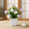 Compact Decorative Plant Artificial Eucalyptus Potted Plant, Lifelike Faux Greenery with Purple/White Flowers & Verdant Leaves, UV-Resistant