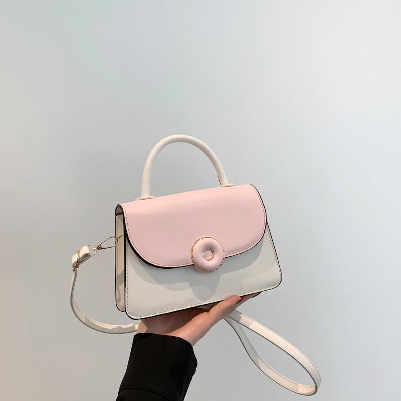 Trendy Street Style Small Square Shoulder Bag For Women 2024 Pure Color Pu Leather