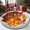 Christmas 3D Gingerbread Man Round Carpet Mat Rug Festive Home Decoration Xmas Tree Decorative Floor Mat for Holiday Party