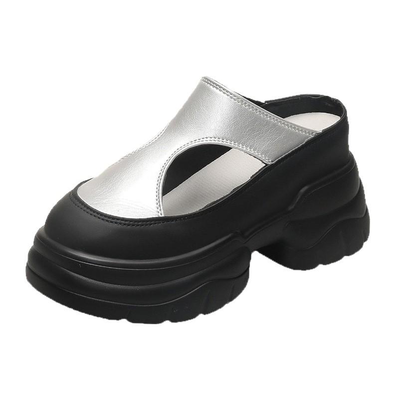 Baotou slippers women's 2025 summer new thick-bottomed heightening muffin versatile sandals women's casual and fashionable half-mops