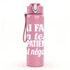 1PC J'ai Faim French Light Slogan 750ml Color Plastic Sports Water Bottle Leakproof Flip Straw Lid Suitable for Sports Office Home Use