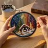 Polyester Embroidery Fabric Nativity DIY Kit, Manger Scene Hand Patterns Christian Needlepoint Craft Kit for Beginners, Religious Home Decoration
