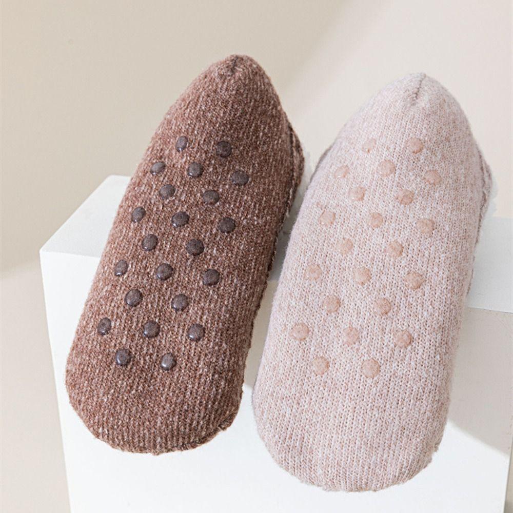 Knitted Twist Winter Floor Socks Coral Fleece Sleeping Socks Simple Thicken Plush Socks Girls