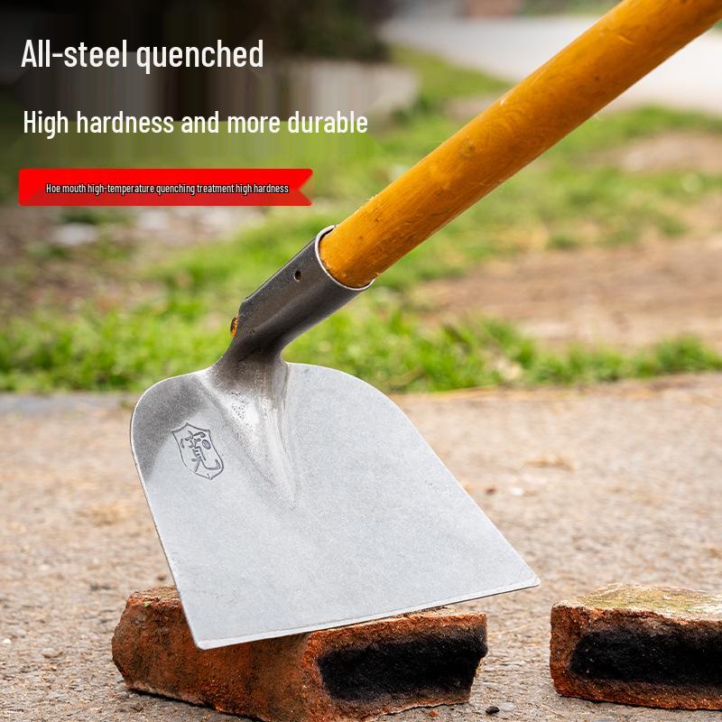 Large Manganese Steel Hoe - One-Piece Design for Weeding and Soil Loosening In Gardens with Locust Wood Handle