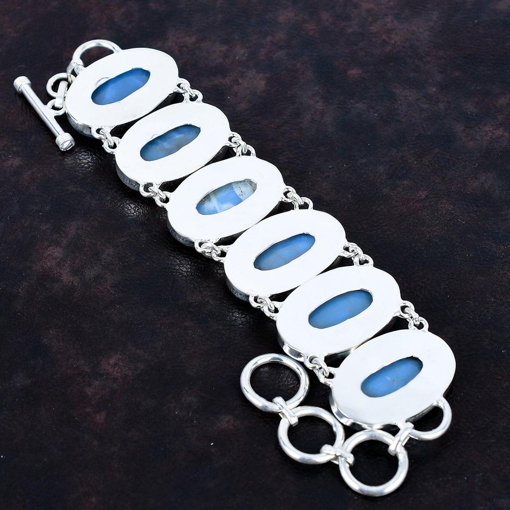 Owyhee-Blauopal Edelstein Armband neuestes Design Schmuck 925 Sterling Silber verstellbare Kette Armband handgefertigt anständiger Schmuck Geschenke für sie