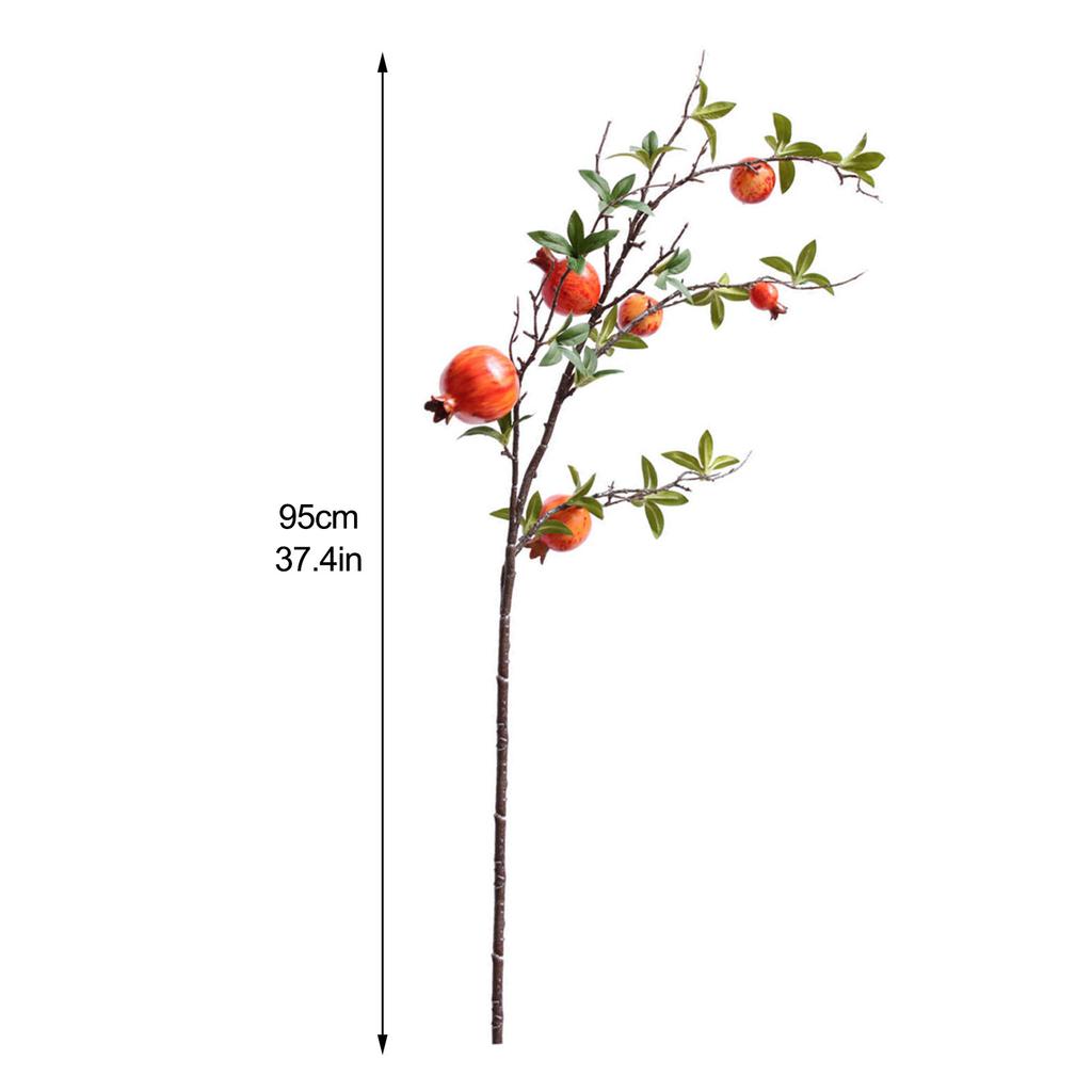 6 Head Artificial Pomegranate Branch Stem Faux Fruit for Vase Realistic Faux Pomegranates Tree Branch for Decoration