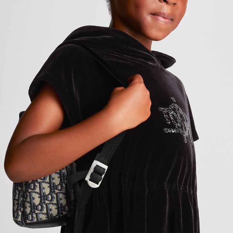Dior Rider Oblique Classic Monogram Embroidered Leather Mini Backpack Kids Backpacks Beige Blue M1524STZL-M928