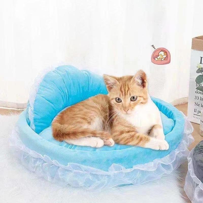 Elegant Lace Dog Puppy Bed Ruffled Princess Sofa for Small to Medium Pets Creative Pink Lace Pet Bed Cute Nest