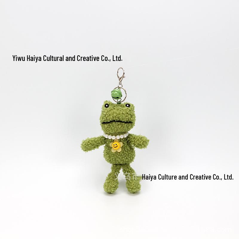 Frog Smile Face Pearl Necklace Alloy Keychain Pendant