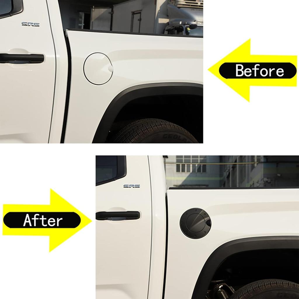 Car Gas Fuel Tank Cover Trim for Toyot@ Tundra 2022 2023 2024 Accessories, ABS Car Door Gas Cap Cover Protector Sticker (Matte Black)
