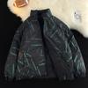 Double-sided Down Cotton-padded Clothes for Men, Winter Couples, Stand-up Collar Thickened Wave Warm Bread Clothes, Loose Coat for Men