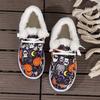 European American Christmas Printed Cotton Shoes 2024 Winter Lace Up and Plush Flat Bottomed Oversized Warm Low Top Casual Shoes