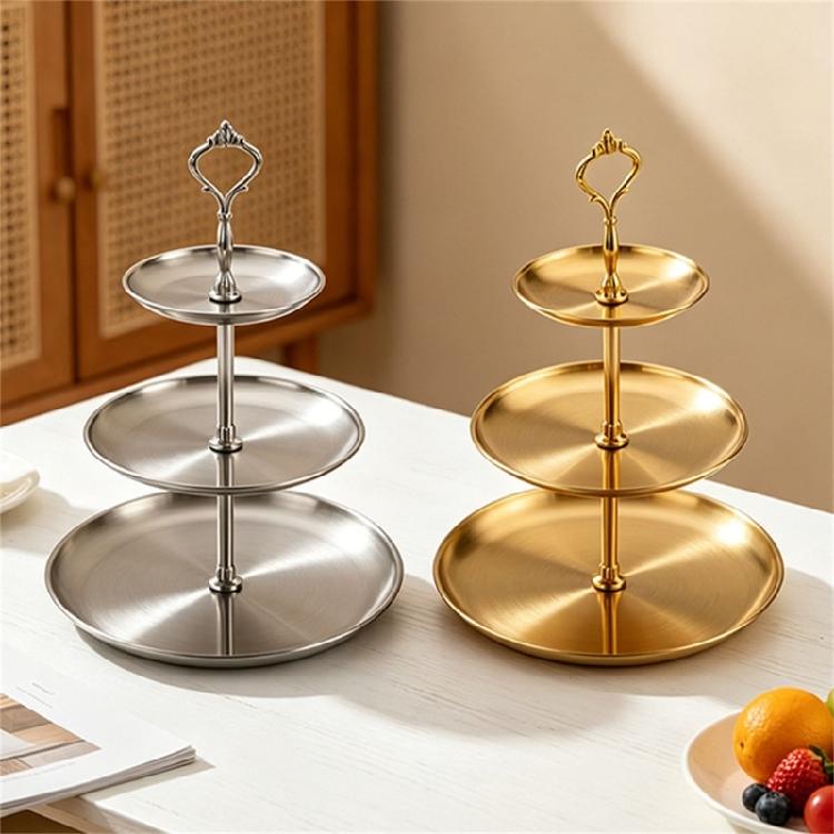 Espositore in Acciaio Inossidabile Vassoio da Portata Multi Livello Torre per Dolci Antiruggine Per Panetterie e Caffetterie