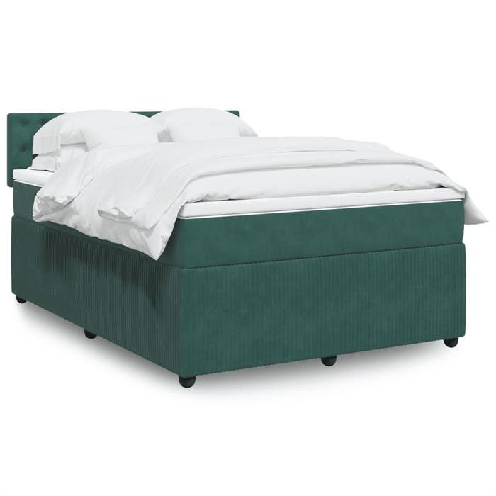 VidaXL Slat Bed Base and Mattress Dark Green 160x200cm Velvet 3287797