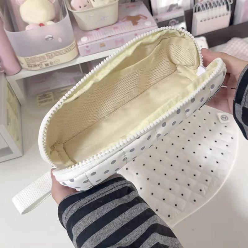 Minimalist Polka Dot Design Pencil Case Large Capacity Portable Multi Functional Pen Bag Stationery Bag Student Gift