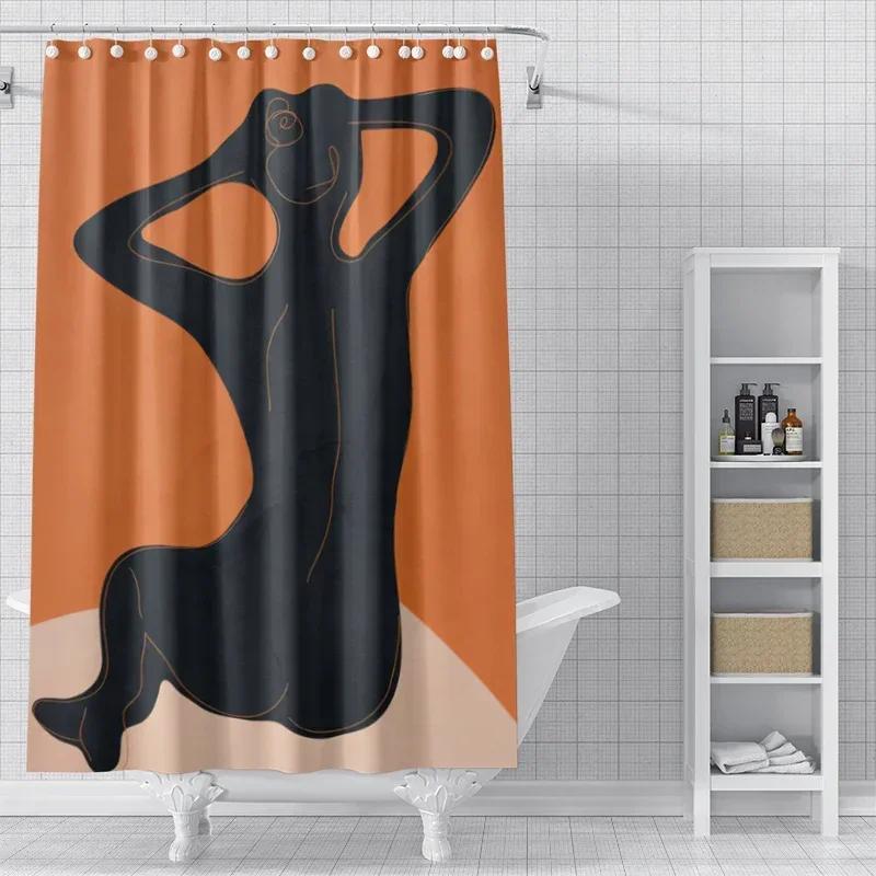 

Home Shower Curtains For Bathroom Waterproof Fabric Modern Nordic Style Bathroom Curtains Shower Curtain Abstract Morandi Plant W60H190(CM)-1 Pcs