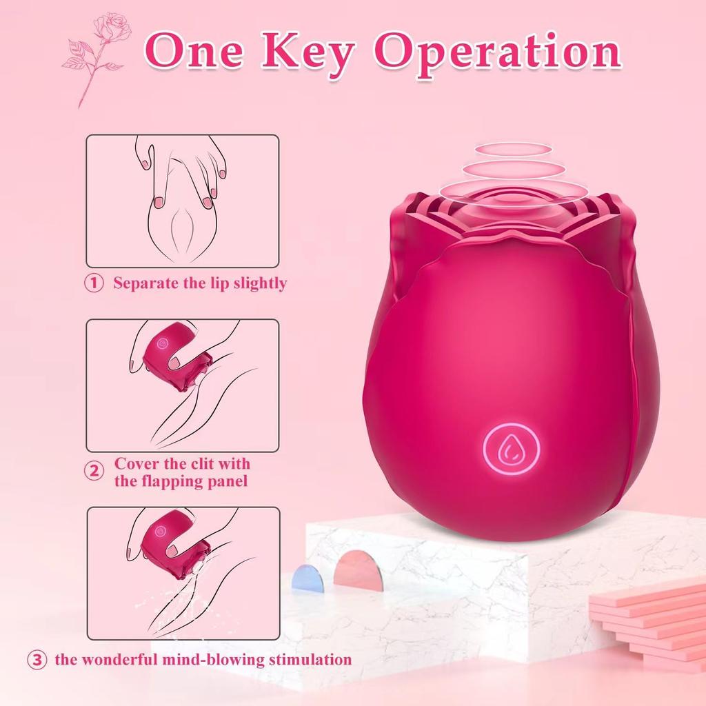 Rose Toys Clitoral Vibrator for Women, Vlatne Sex Stimulator with 7 Mind-Blowing Tapping Modes, Nipple Teasing Clitoris Masturbating Things for