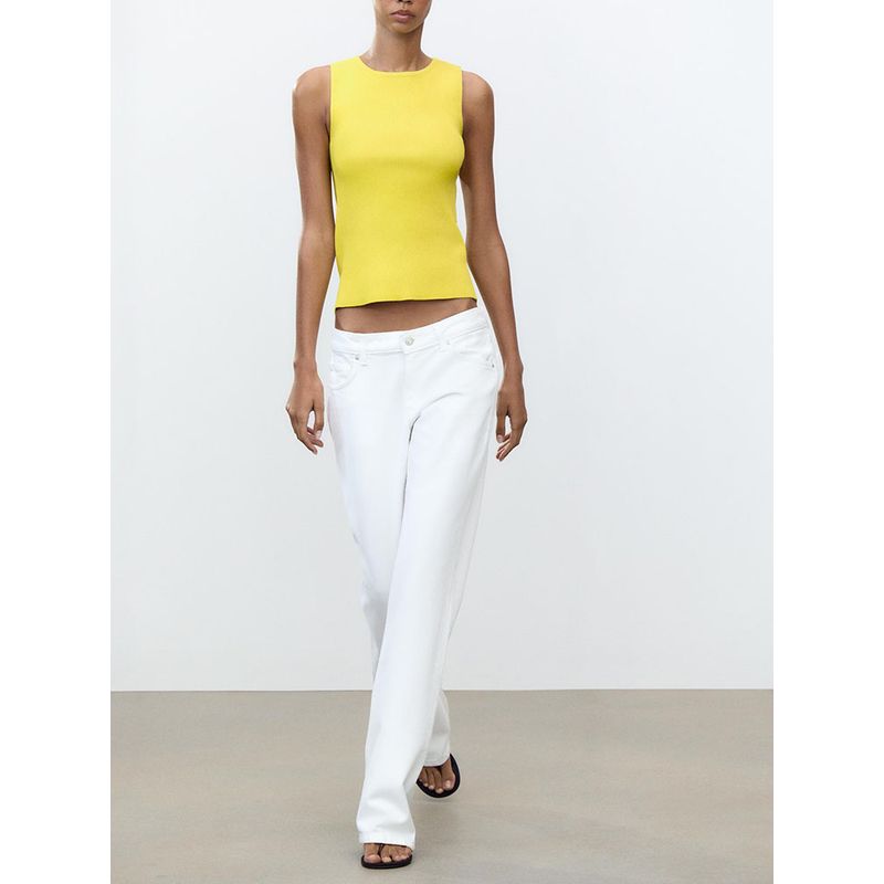 Za2025 Summer New Women Clothes Versatile Back with Rib Sleeveless Knitted Top 3471026 520