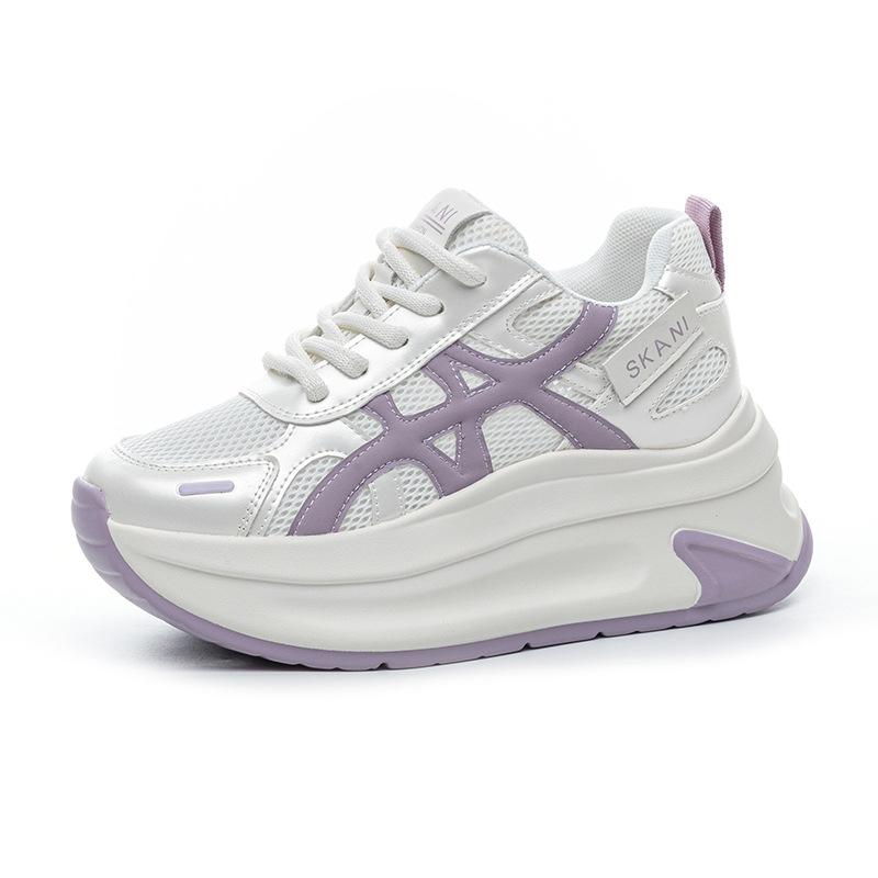 Neue Sommer-Mesh-Atmungsaktive Weiße Schuhe Damen Freizeit-Sport Bequem Flach Höhenverstellende Schuhe und Cut-Out-Schuhe