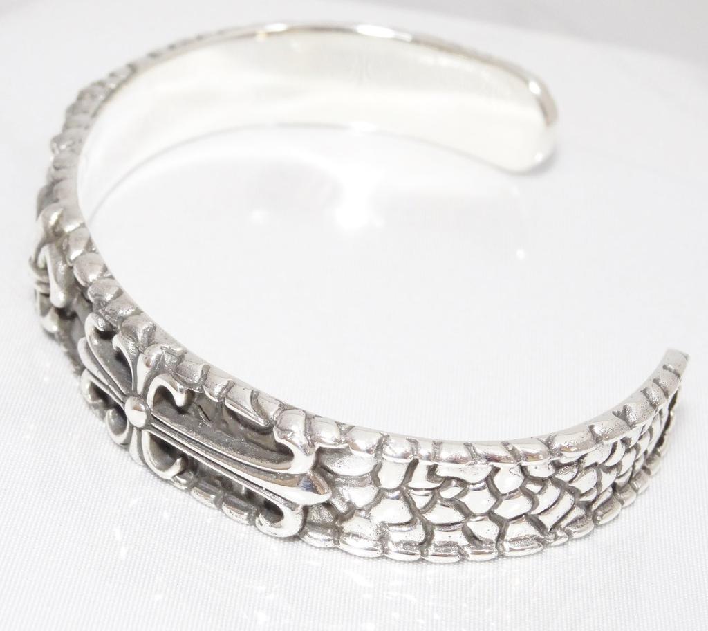 Silver 925 Bangle Bracelet for Men Lily Emblem Double [cmy Select] (11 Cross)