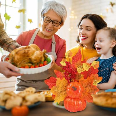 Artificial Pumpkins Halloween Decorations Pumpkin Ornaments Artificial Pumpkin Maple Leaves Autumn Home Decorative Props