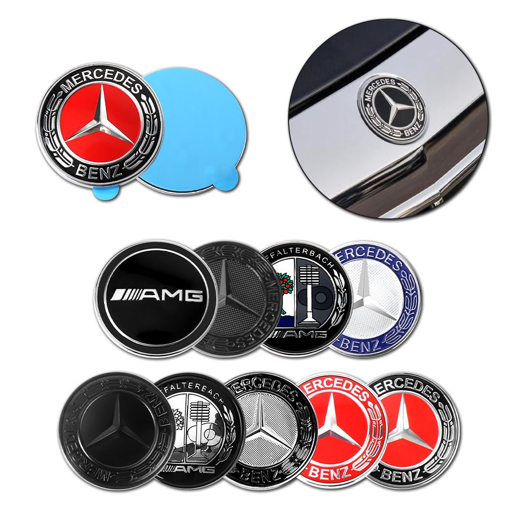 For Benz W126 Aluminium Car Head Hood Sticker 57mm Badge For AMG Mercedes Benz W166 W177 W246 W221 W202 W204 W205 W210 W212 W213 A B Sticker