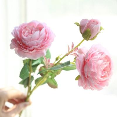 1PCS 3 Heads Rose Silk Artificial Peony Flower for Home Wedding Wall Flower Decoration Flower Party MIT
