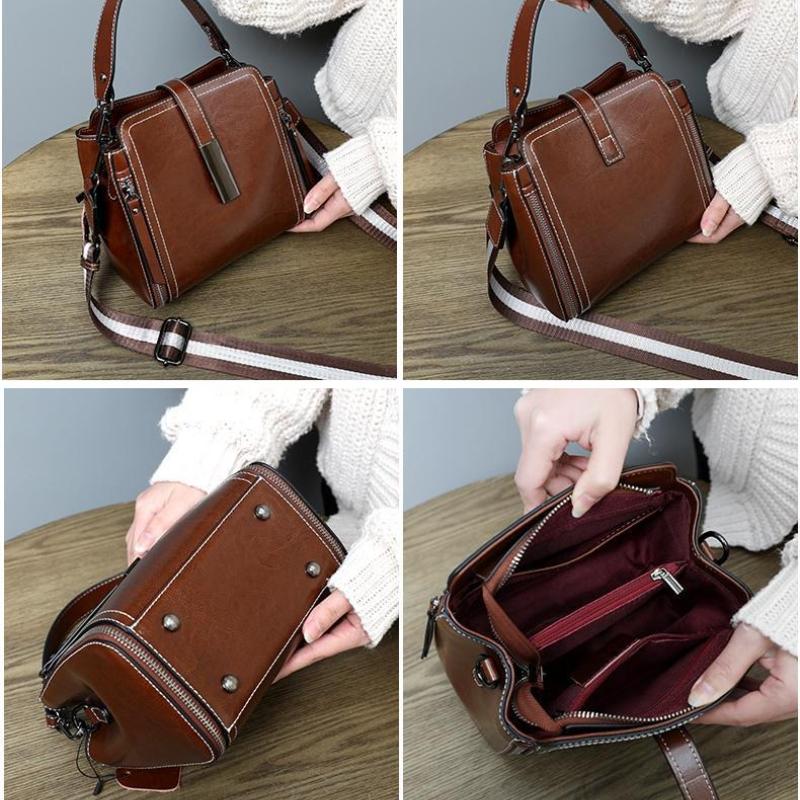 Genuine Leather Women's Shoulder Bag Vintage Luxury Designer Women Handbags Fashion Cowhide High Quality Crossbody Bags