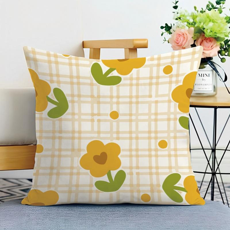 Cartoon Simple Print Decorative Pillowcase Bedroom Living Room Square Cushion Pillowcase