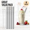 Stainless Steel Smoothie Straws, 0.4'' Extra Wide Reble Metal Drinking Straws for Milkshake, Smoothie, Bubble Tea, Juice, Beverage, Set of 4 with 2