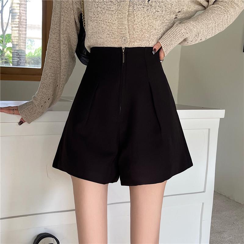 

Women s Plus Size High Waist A-Line Zipper Suit Shorts - Black, Summer Outerwear, Casual Loose Fit, Off White. XL чёрный