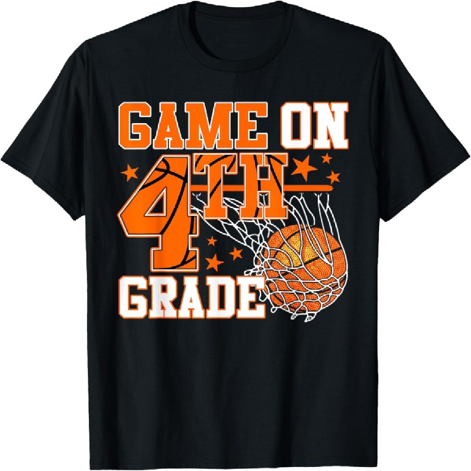 Vintage Game On Fourth Grade Basketball Back To School Boy T-Shirt S