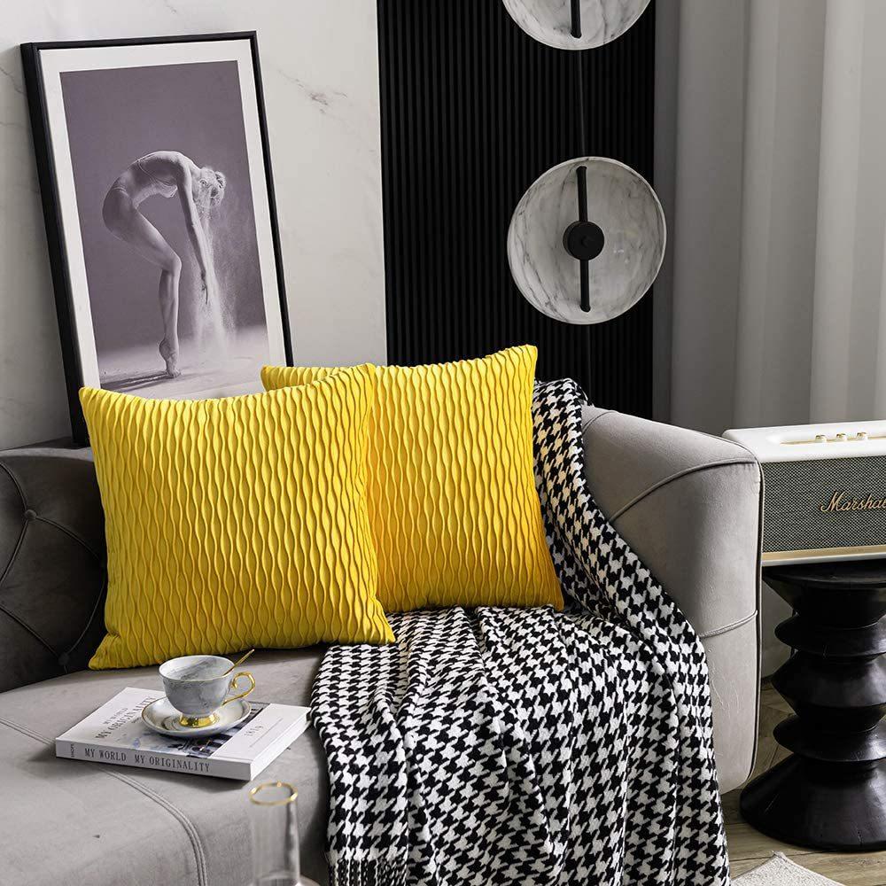 Kissenbezug für Sofa im leichten Luxusstil, einfarbig, nordisch, Ins-Kissenbezug, Samt, plissiert, gestreiftes Kissen