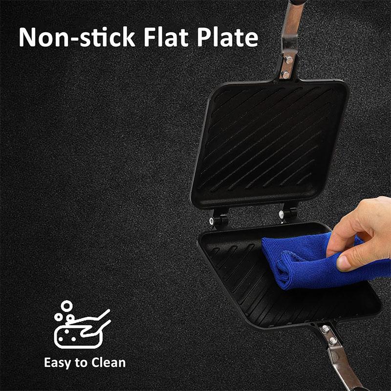 Sandwich Maker Grilled Sandwich Panini Maker Pan with Non-Stick Plates Stovetop Toasted Sandwich Maker Aluminum Flip Pan JT