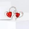 Unique Sturdy Alloy Double Heart Brooch with Rhinestones for Women Unisex Valentines Day and Event Accessories