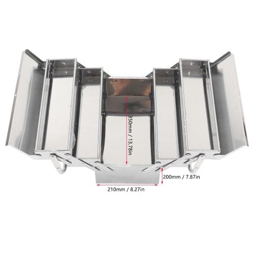 Stainless Steel Cantilever Folding Metal Tool Box, 3-Tier 5-Tray, Portable Toolbox Organizer Storage Toolbox for Screwdrivers, Wrenches, Drills (350)