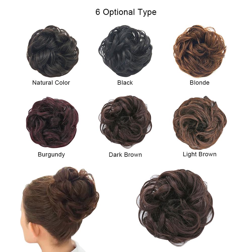 Unordentlicher Haarknoten Scrunchie Haarteil Verlängerung mit Gummiband Pferdeschwanz Haarverlängerungen Hochsteckfrisur Chignon Donut Haarteil Synthetisch
