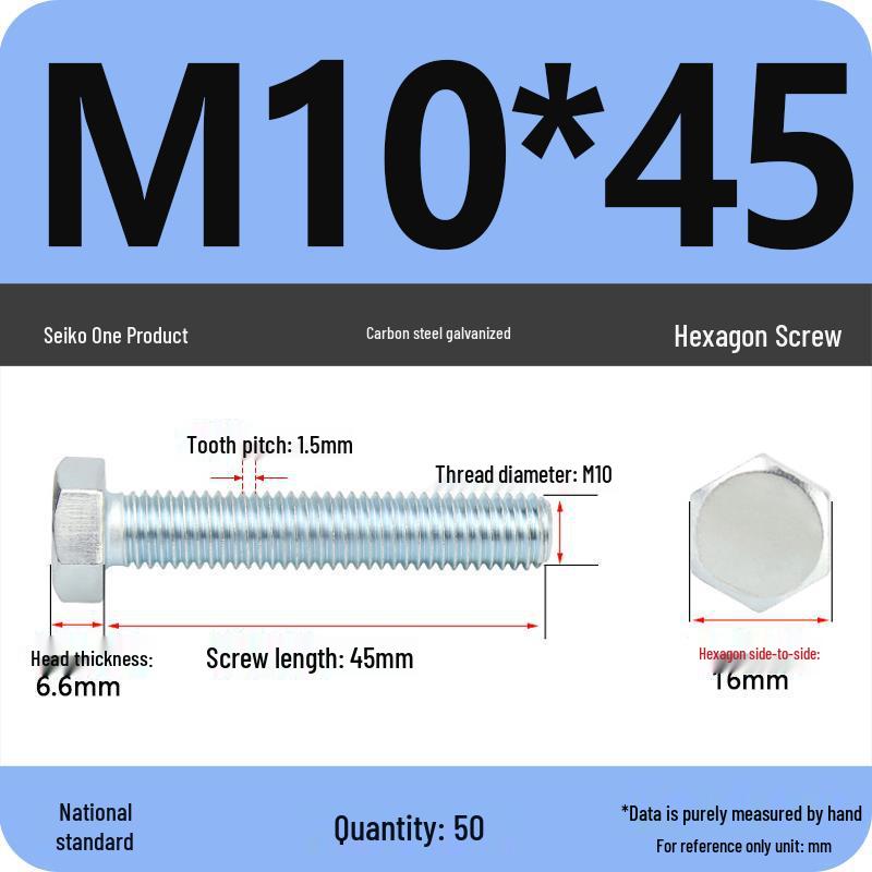 8.8 Grade Galvanized Hex Head Bolt, High-Strength M4-M30