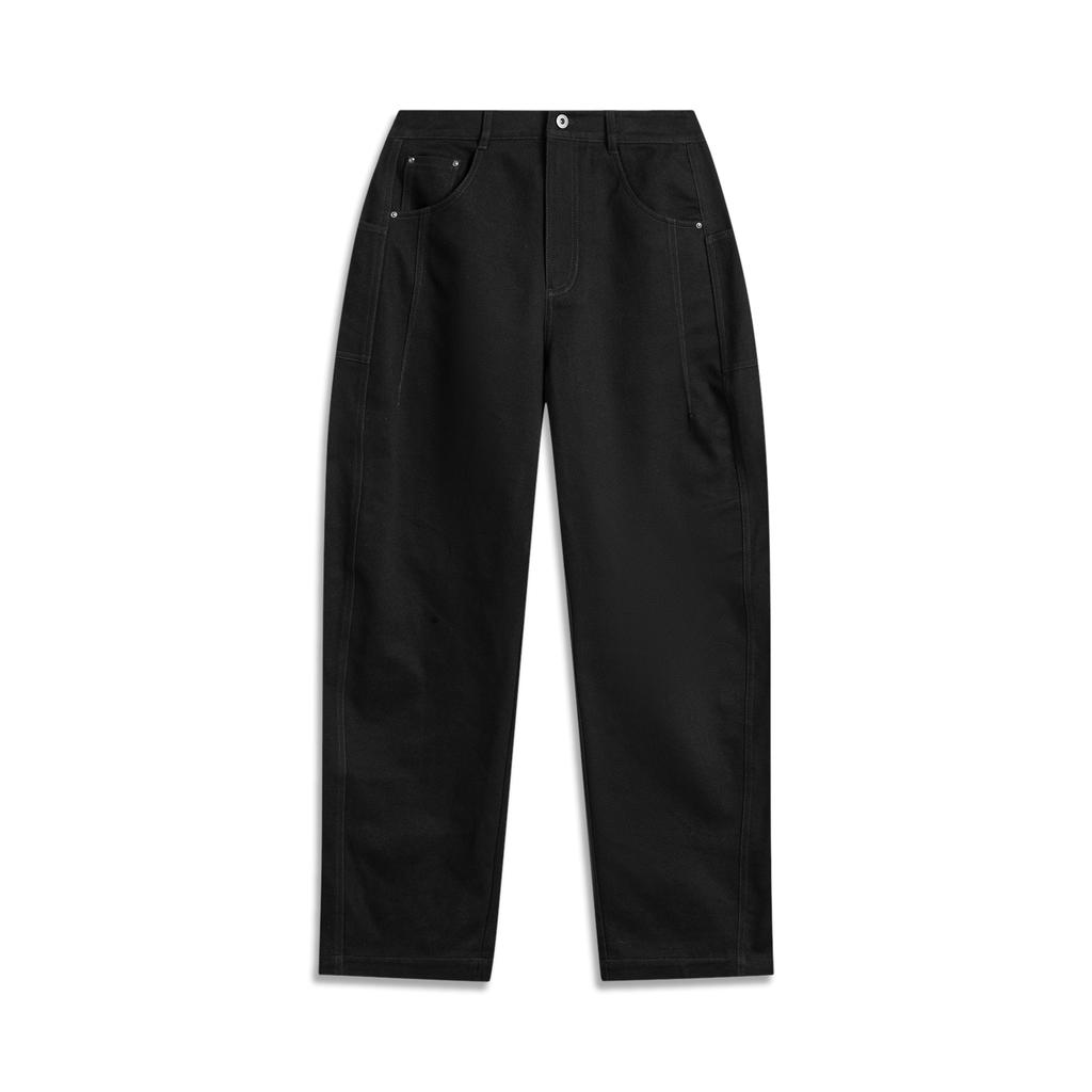 Li-Ning Weekend Youth Simple Solid Color Straight Casual Pants Women bottoms Black AKXV298-3