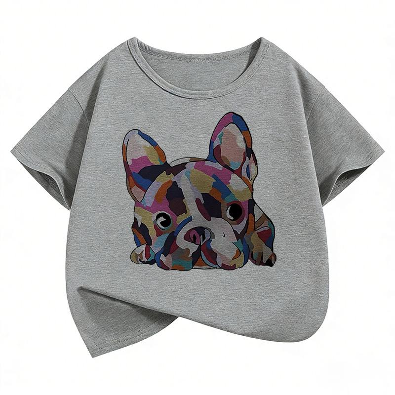 Vintage Dog Retro Graphic Kids Tshirts Summer Short Sleeve Tees Cartoon Animal Boys Girls Clothes Kawaii Tops Children Tshirt