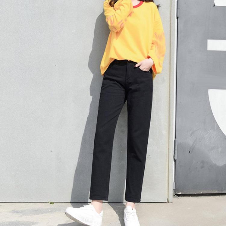 Plus Size Women High Waist Mom Jeans Harem Pants Black White