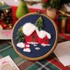 Light-up Christmas Embroidery Kit Snowman Christmas Tree Hand Embroidery Starter Kit with String Lights Hoop Threads Needles Fabric DIY Embroidery