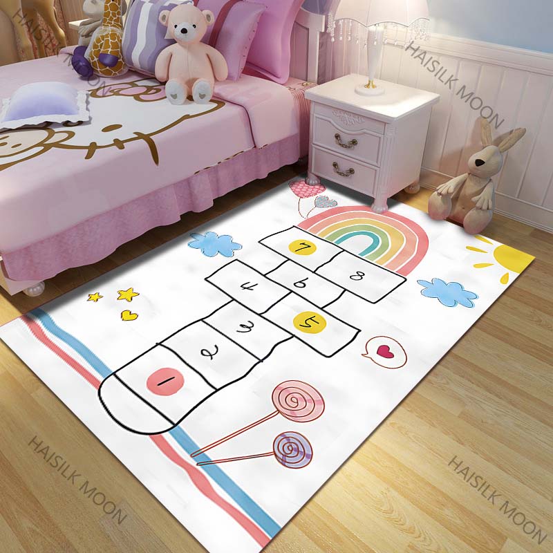 1 Stück Cartoon Hüpfspiel Spielteppich für Wohnzimmer Schlafzimmer Sofa Fußmatte Heimdekor Rutschfeste Bodenmatte Große Größe Luxusgeschenke
