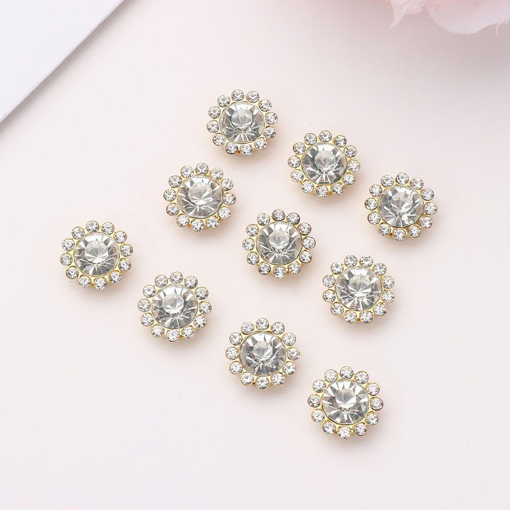10PCS Pearl Button Rhinestone Buttons Sparkling Wedding Dress Crystal Apparel Sewing Hat Accessories Pearl Button Pearl Hairpins