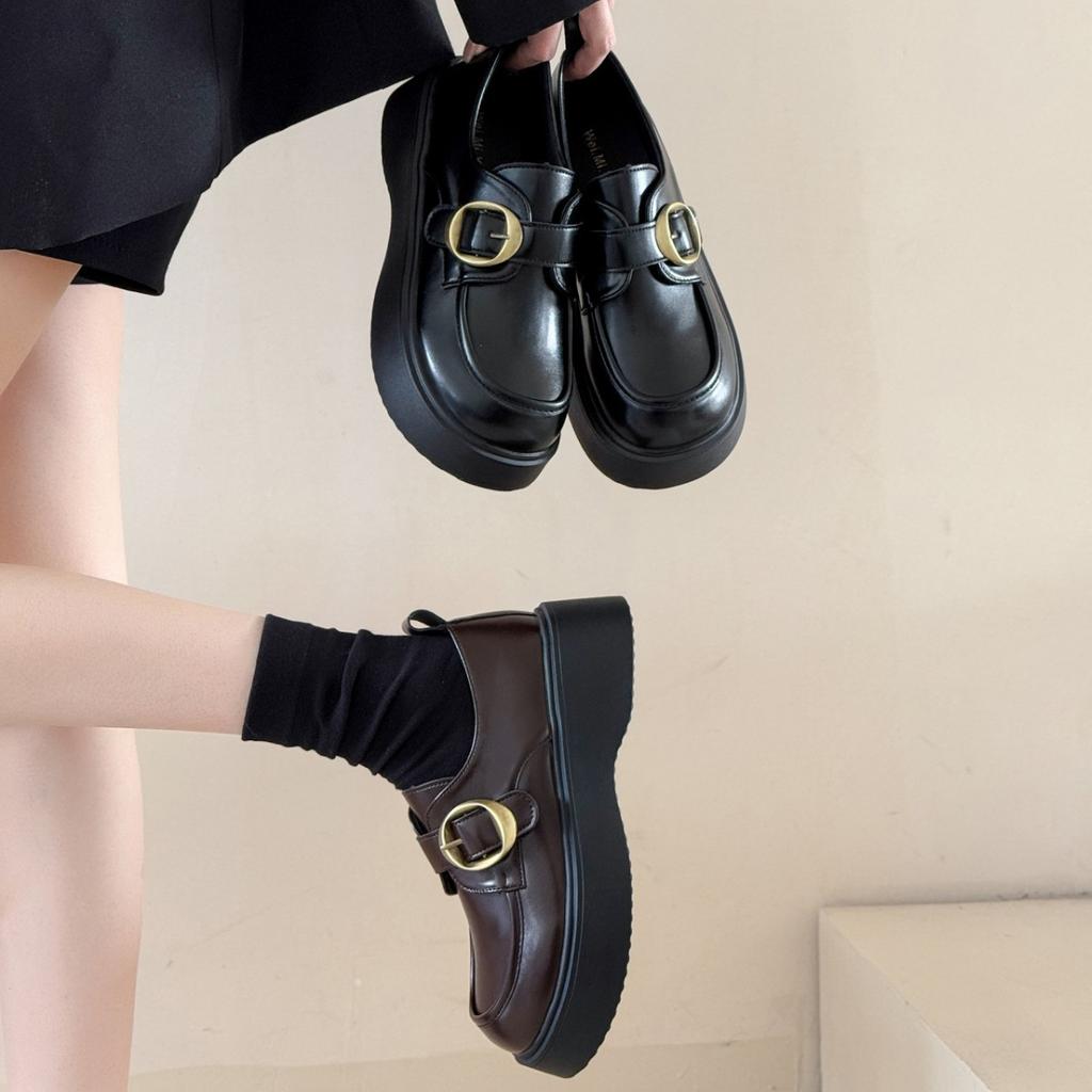 [Uncle Shoe] 2025 New Loafers Women's Platform Summer and Autumn British Style Small Leather Shoes with Skirts Mary Jane Single