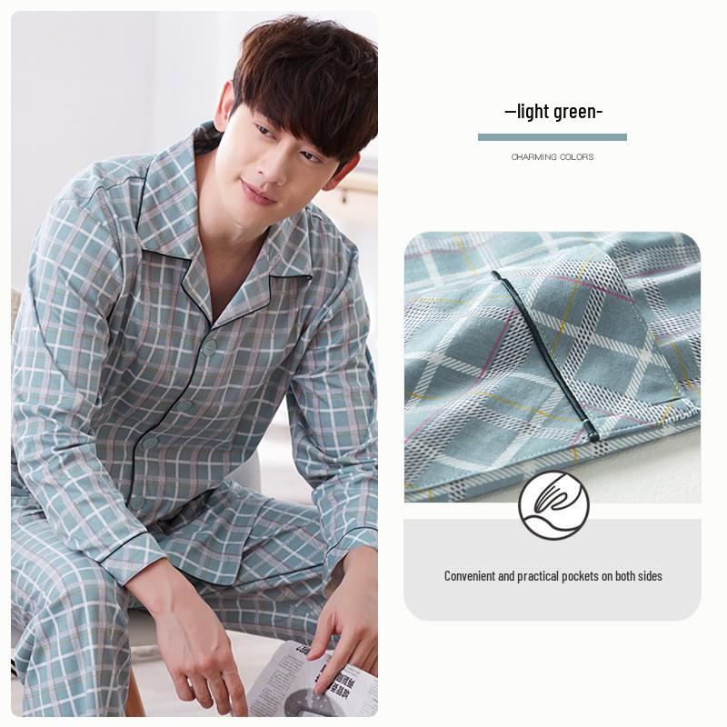 Men's Plus Size Pure Cotton Pajama Set - Long Sleeve for Spring, Autumn & Winter 2025