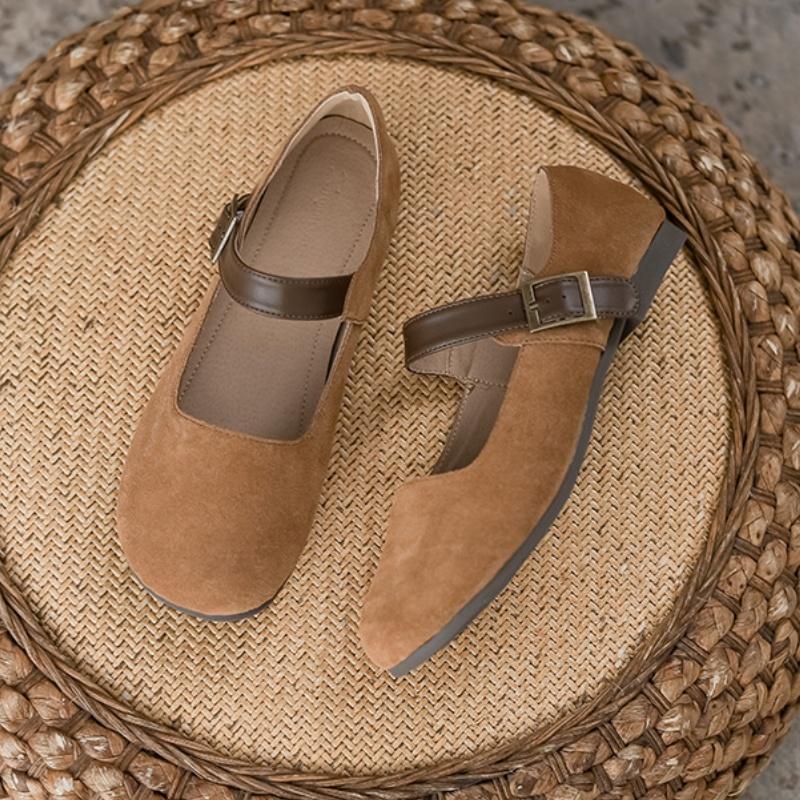 

2025 Spring And Autumn New Women Flats Round Toe Shallow Slip On Ladies Casual Ballet Shoes Soft Leather Eelgant Dress Shoes 37 коричневый