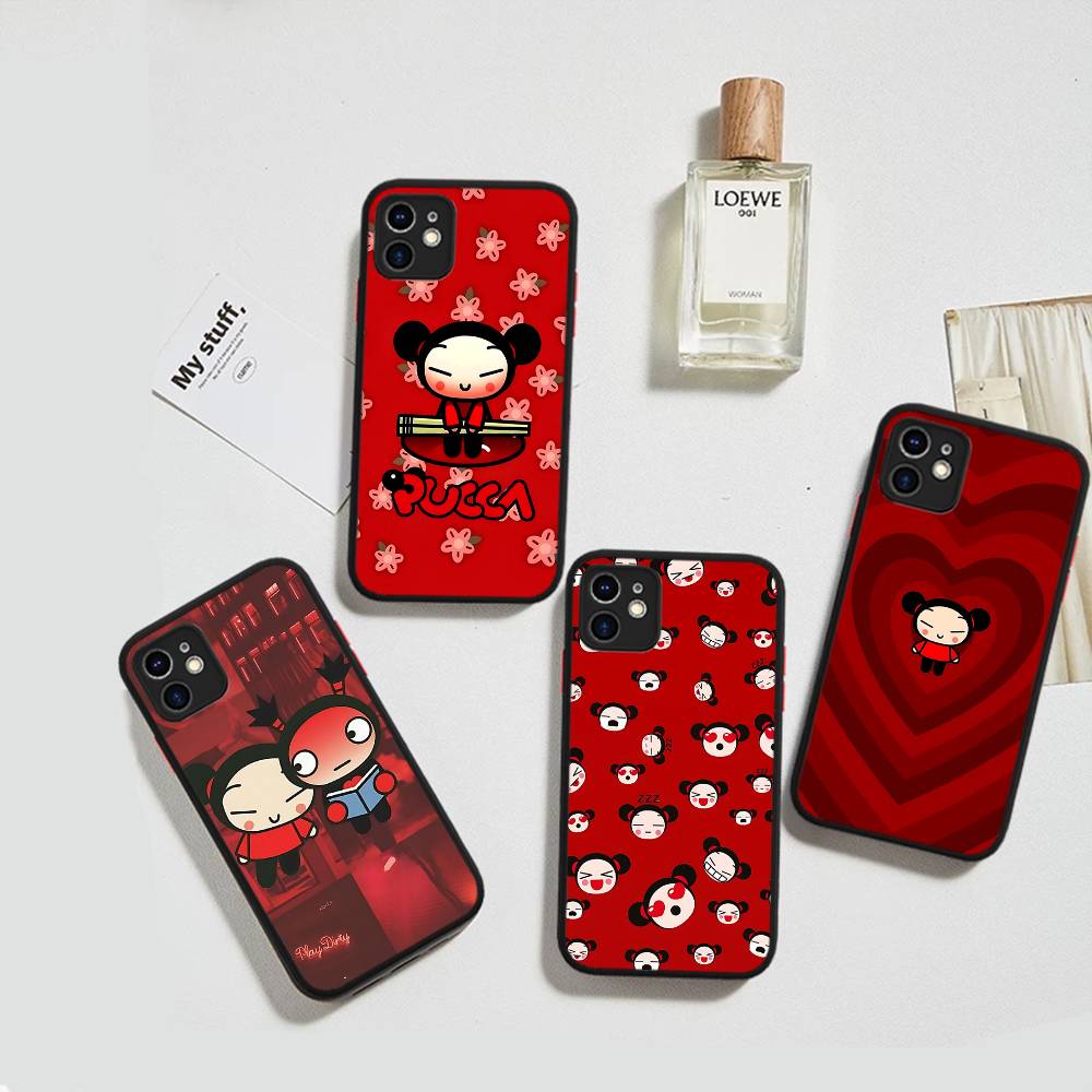 Cartoon Cute Pucca Silicone Case For IPhone 16 15 14 13 12 11 Pro Max Plus X XS MAX Shockproof Matte Cover